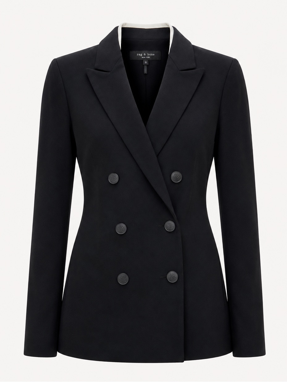 $595 Rag & Bone New York Black Double Breasted Blazer Jacket - Size 0